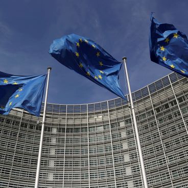 Picture flags blue building